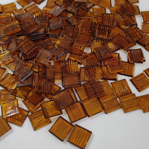 Vitreous glass mosaic tiles, 20x20 mm, Transparent Brown