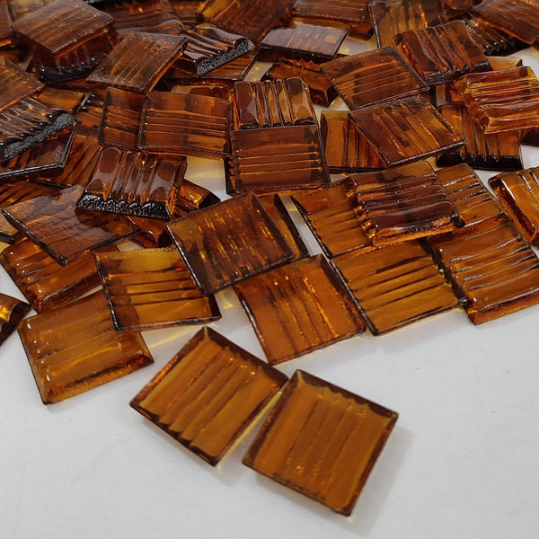 Vitreous glass mosaic tiles, 20x20 mm, Transparent Brown