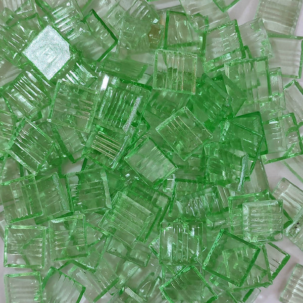 Vitreous glass mosaic tiles, 20x20 mm, Transparent Light Emerald Green