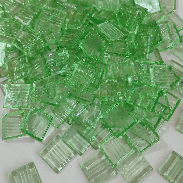 Vitreous glass mosaic tiles, 20x20 mm, Transparent Light Emerald Green