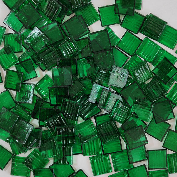 Vitreous glass mosaic tiles, 20x20 mm, Transparent Forest Green