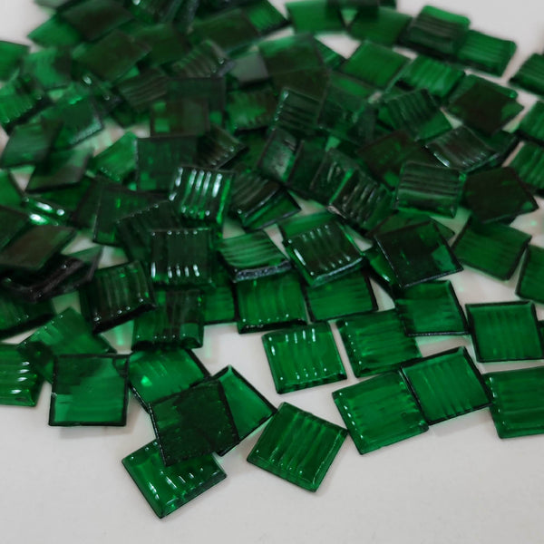 Vitreous glass mosaic tiles, 20x20 mm, Transparent Forest Green
