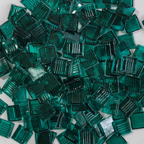 Vitreous glass mosaic tiles, 20x20 mm, Transparent Sea Green