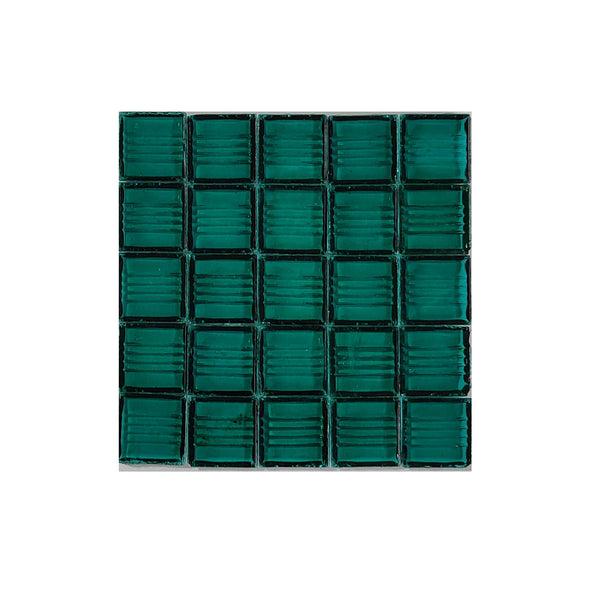 Vitreous glass mosaic tiles, 20x20 mm, Transparent Sea Green