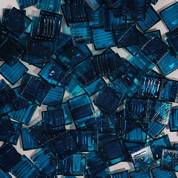 Vitreous glass mosaic tiles, 20x20 mm, Transparent Brilliant Blue