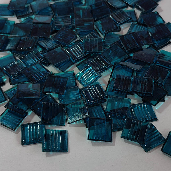 Vitreous glass mosaic tiles, 20x20 mm, Transparent Brilliant Blue
