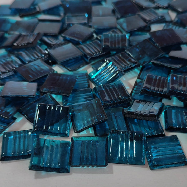 Vitreous glass mosaic tiles, 20x20 mm, Transparent Brilliant Blue