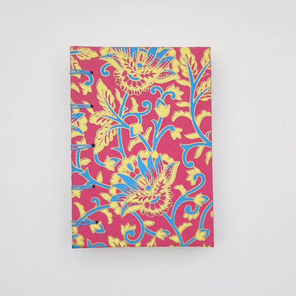 Handmade Coptic stitch binding - A6 book journal / Mystic Flowers