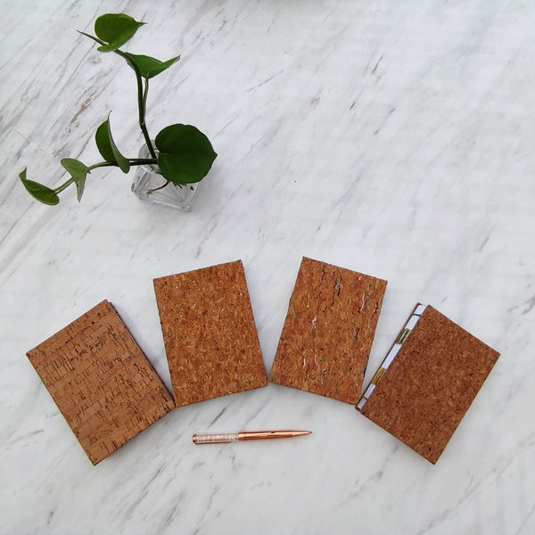 Handmade Coptic stitch binding - A6 book journal / Natural Cork textured