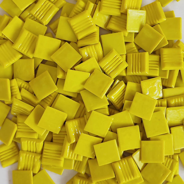Vitreous glass mosaic tiles, 20x20 mm, Opaque Lemon Yellow