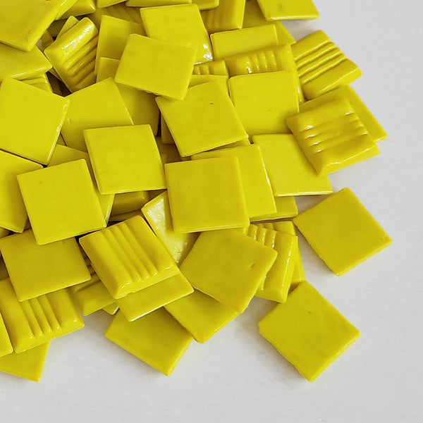 Vitreous glass mosaic tiles, 20x20 mm, Opaque Lemon Yellow
