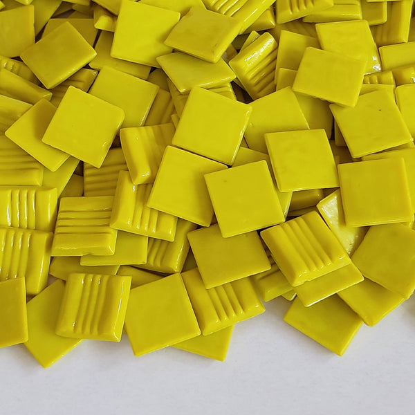 Vitreous glass mosaic tiles, 20x20 mm, Opaque Lemon Yellow