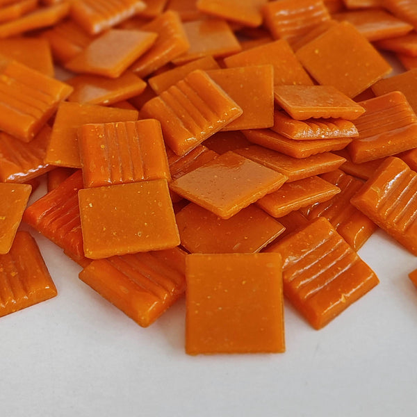 Vitreous glass mosaic tiles, 20x20 mm, Opaque Flame Orange
