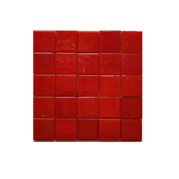 Vitreous glass mosaic tiles, 20x20 mm, Opaque Red