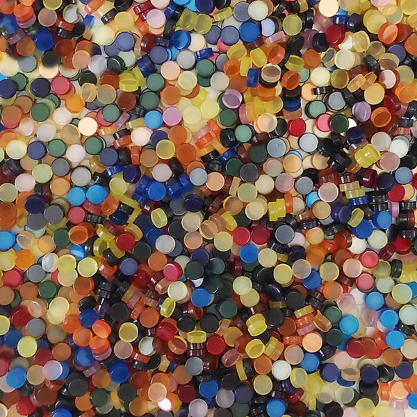Resin mosaic tiles, Round 5 mm, Glossy-Clear Party mixes