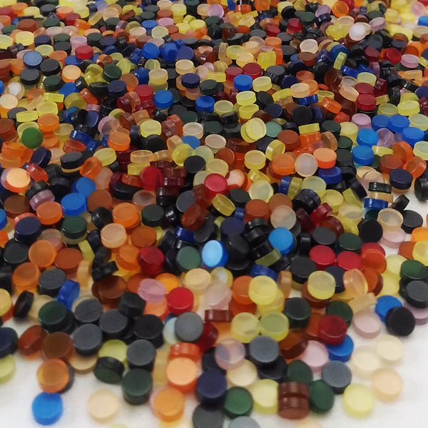 Resin mosaic tiles, Round 5 mm, Glossy-Clear Party mixes