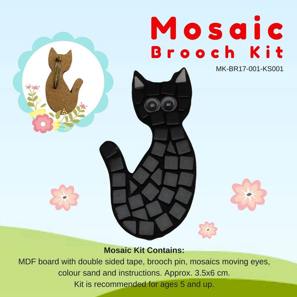 Mosaic brooch kit, Black cat