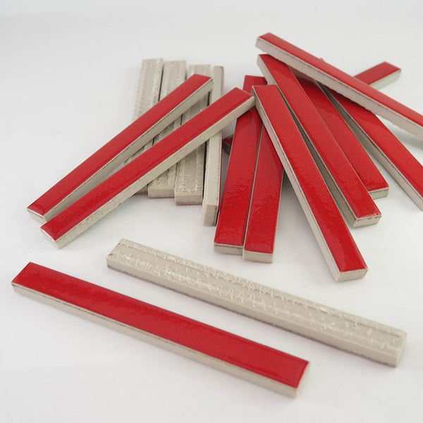 Ceramic rectangle mosaic tiles, 16x145 mm, Chilli Red