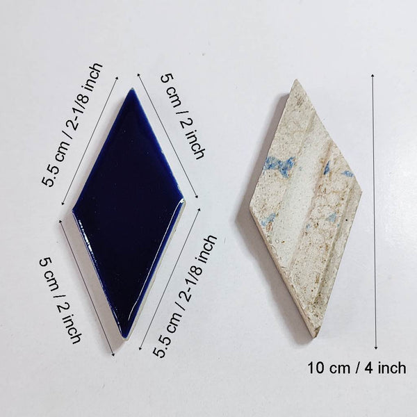 Ceramic glazed mosaic tiles, Diamond shape, Navy Blue