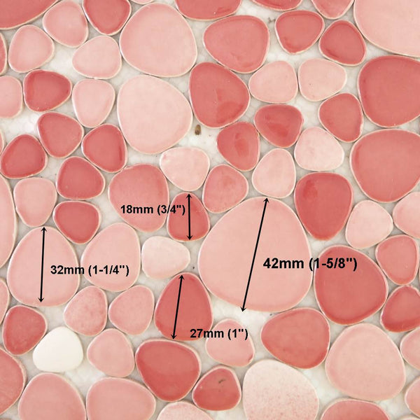 Ceramic mosaic tiles, Oval, Cherry Mix