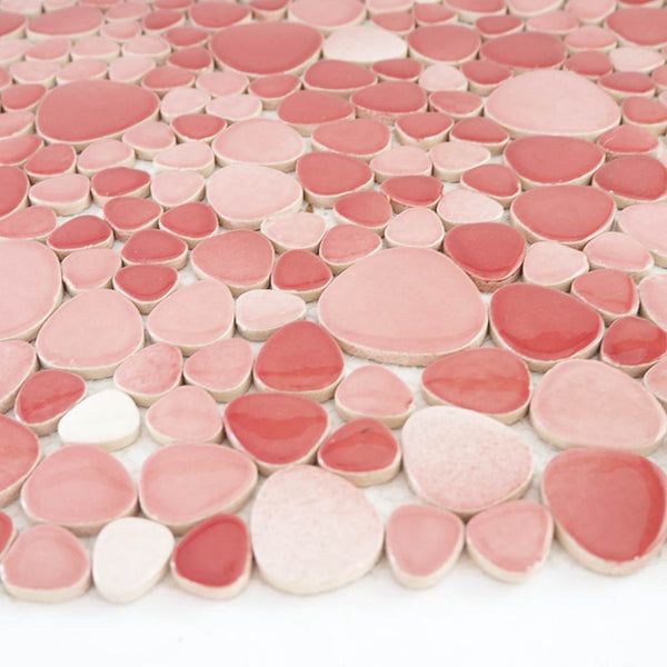Ceramic mosaic tiles, Oval, Cherry Mix