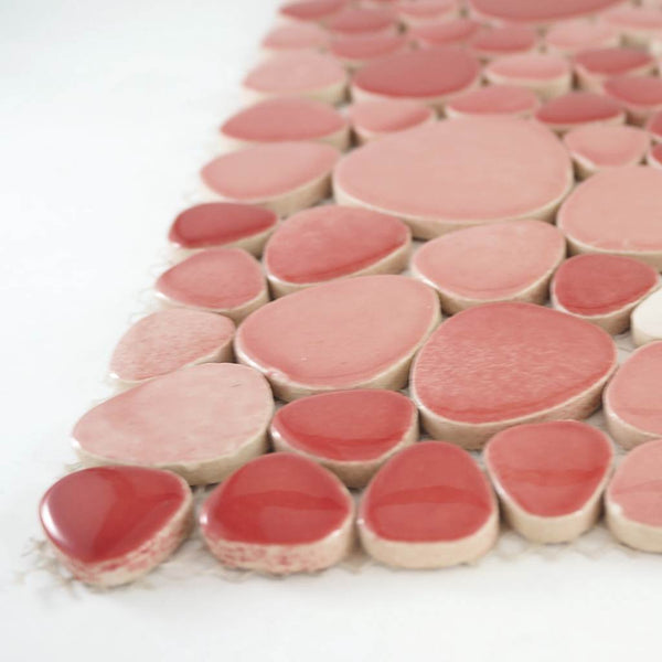 Ceramic mosaic tiles, Oval, Cherry Mix