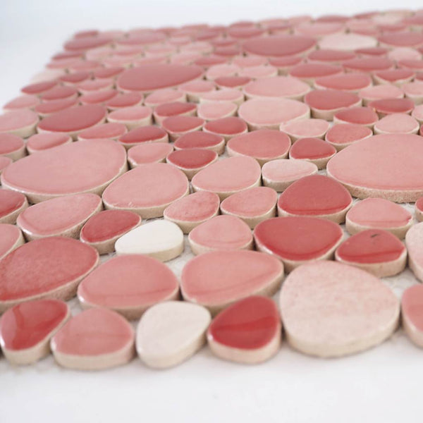 Ceramic mosaic tiles, Oval, Cherry Mix
