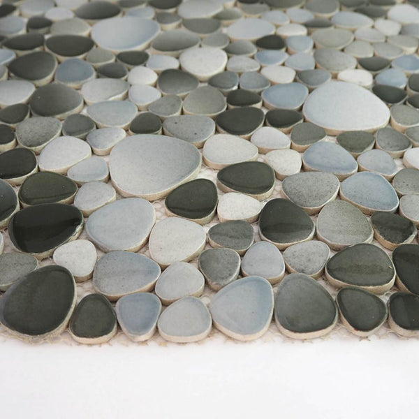 Ceramic mosaic tiles, Oval, Monochrome