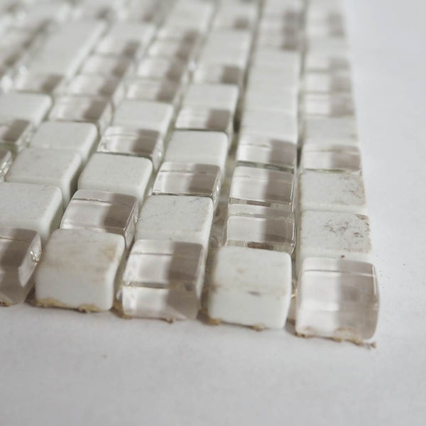 Glass mosaic tiles, 10x10 mm, White