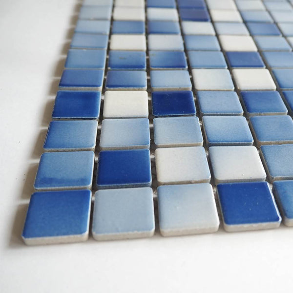 Ceramic mosaic tiles, 23x23 mm, Glossy Blue mixes