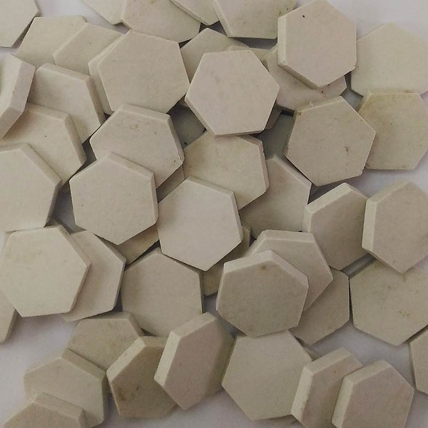 Ceramic mosaic tiles, 25x25 mm, Hexagon, Matt Off White