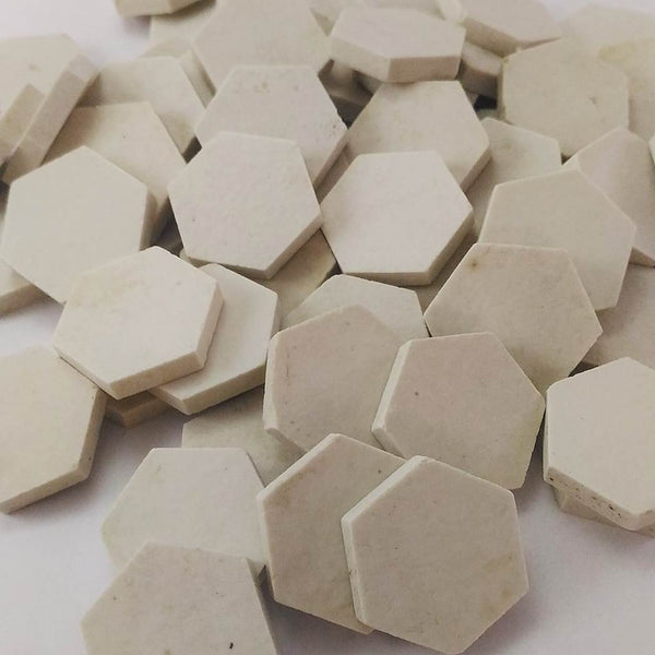 Ceramic mosaic tiles, 25x25 mm, Hexagon, Matt Off White