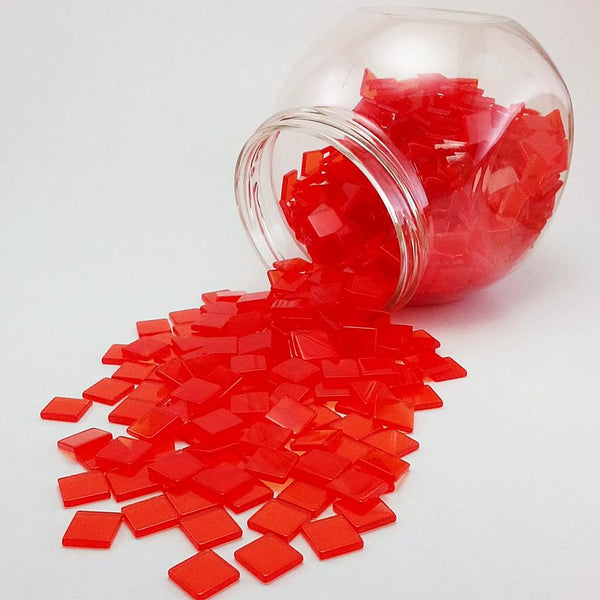 Resin mosaic tiles, 10x10 mm, Clear 362 Coral Rose