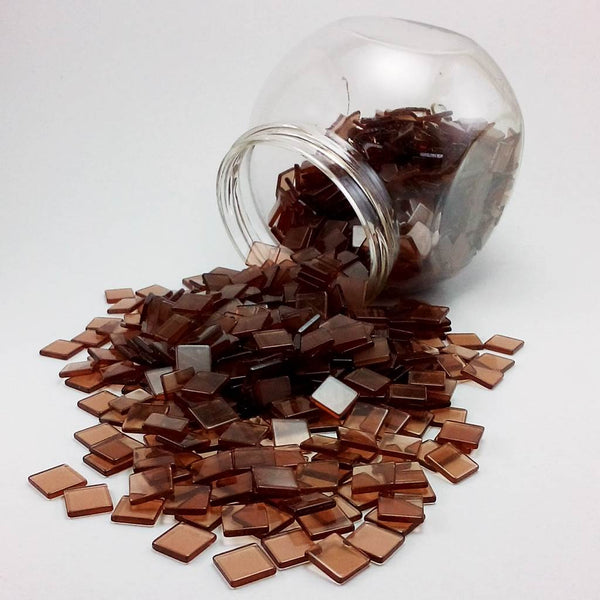Resin mosaic tiles, 10x10 mm, Clear DB Dark Brown