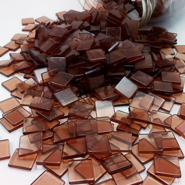 Resin mosaic tiles, 10x10 mm, Clear DB Dark Brown