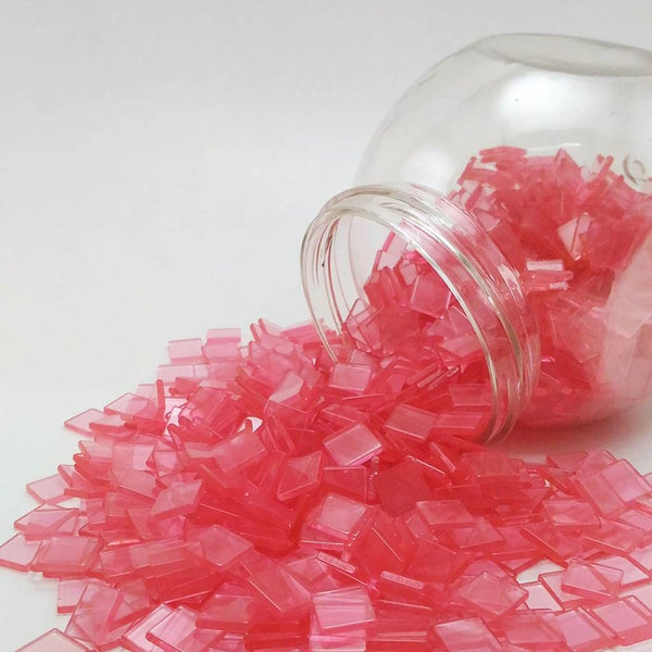Resin mosaic tiles, 10x10 mm, Clear DP Dark Pink