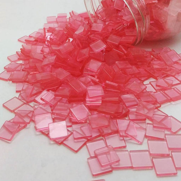 Resin mosaic tiles, 10x10 mm, Clear DP Dark Pink
