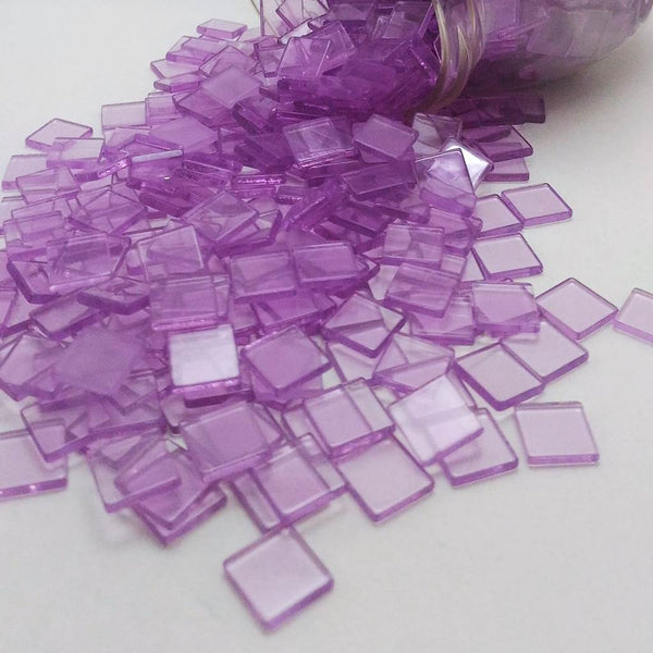 Resin mosaic tiles, 10x10 mm, Clear LP Light Purple