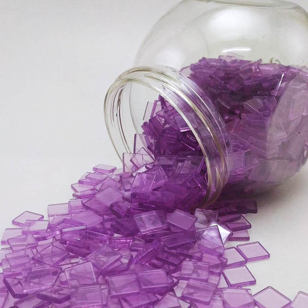Resin mosaic tiles, 10x10 mm, Clear LP Light Purple