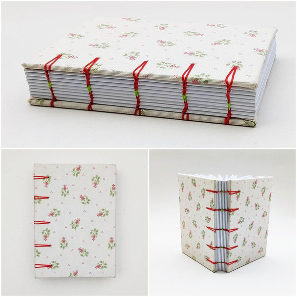 Handmade Coptic stitch / Kettle stitch binding - A6 book journal / Classic Mini Flowers