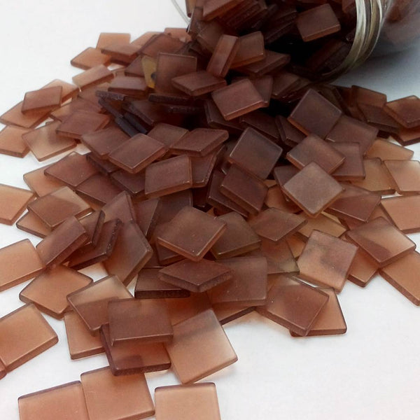 Resin mosaic tiles, 10x10 mm, Frost DB Dark Brown