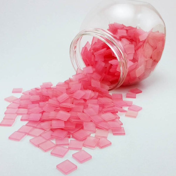 Resin mosaic tiles, 10x10 mm, Frost DP Dark Pink