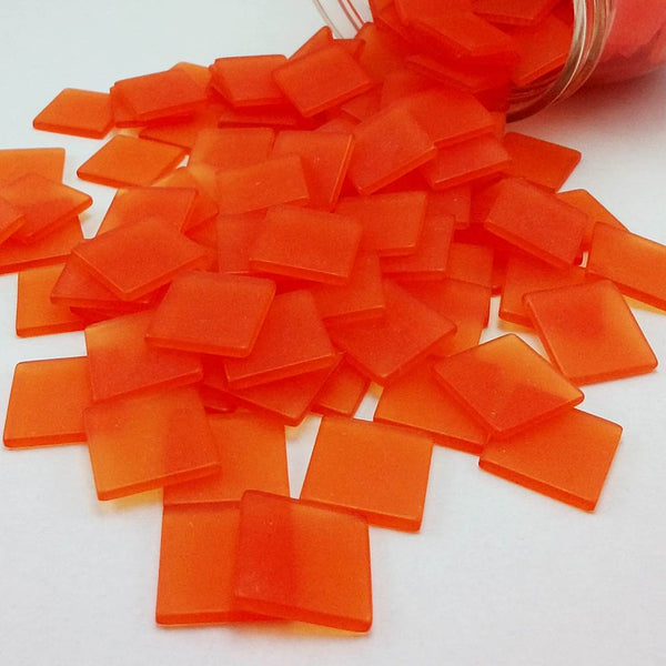 Resin mosaic tiles, 15x15 mm, Frost DO Dark Orange