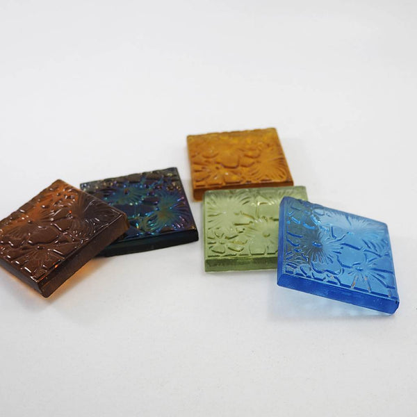 Decorative Square glass tiles, 48x48 mm, Flowers