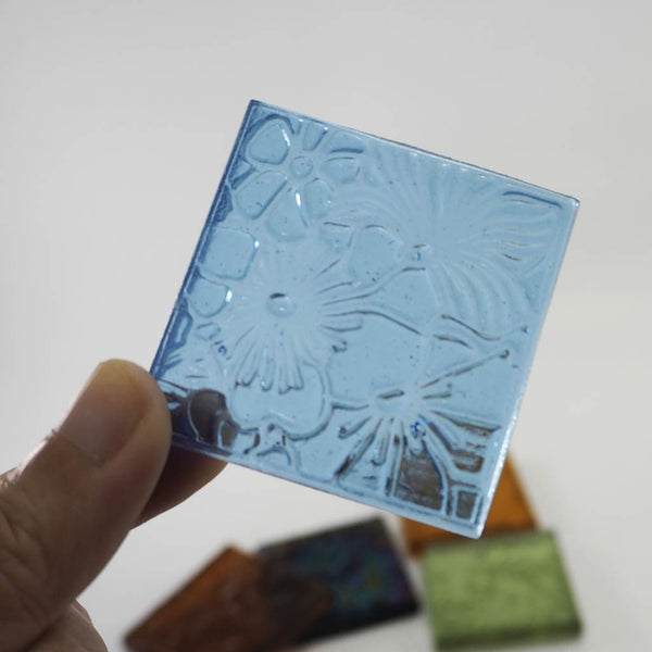 Decorative Square glass tiles, 48x48 mm, Flowers