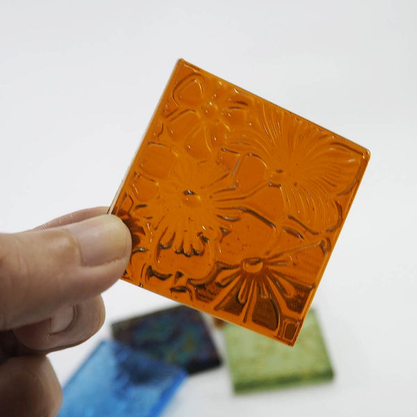 Decorative Square glass tiles, 48x48 mm, Flowers