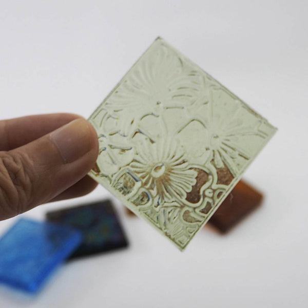 Decorative Square glass tiles, 48x48 mm, Flowers