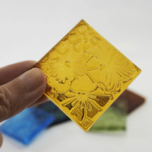 Decorative Square glass tiles, 48x48 mm, Flowers