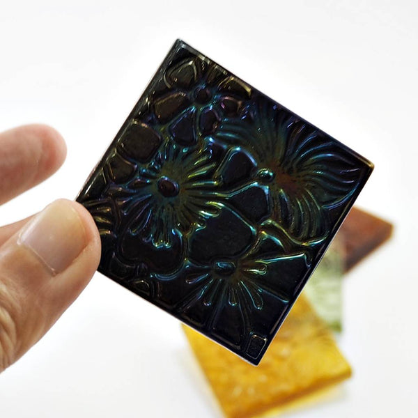 Decorative Square glass tiles, 48x48 mm, Flowers