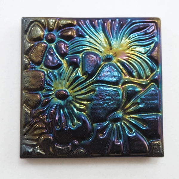 Decorative Square glass tiles, 48x48 mm, Flowers